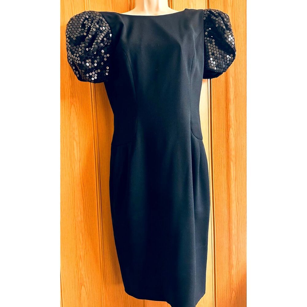 Morton Myles VTG 80's Saks Fifth Ave. Puffy Sequin Sleeves Glam Cocktail Dress 4